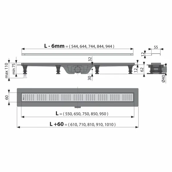 Set rigola pentru dus cu capac Alca APZ10 Simple 65 cm picture - 2