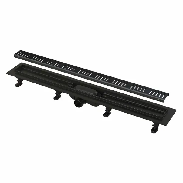 Set rigola dus cu capac negru mat Alca APZ10BLACK Simple 55 cm