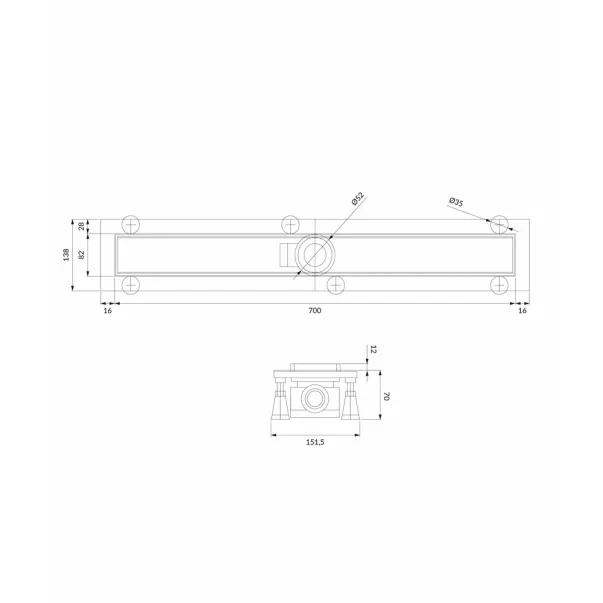 Set rigola pentru dus cu capac faiantabil Omnires Lowfix 70 cm argintiu picture - 2