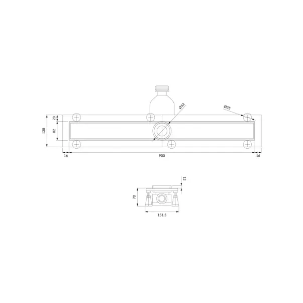 Set rigola pentru dus cu capac faiantabil Omnires Lowfix 90 cm negru picture - 2