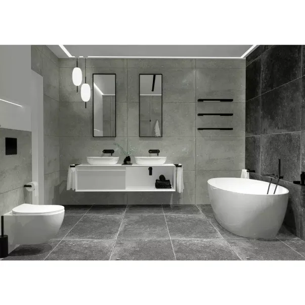 Set vas WC suspendat Deante Peonia Zero alb cu cadru de toaleta, rezervor ascuns si buton de actiune negru picture - 5