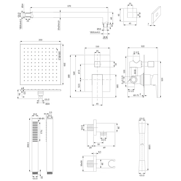Sistem de dus incastrat Omnires Fresh si para cu 1 functie picture - 2