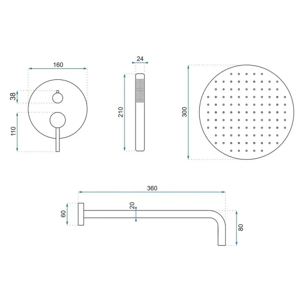 Sistem de dus incastrat Rea Lungo auriu periat picture - 2