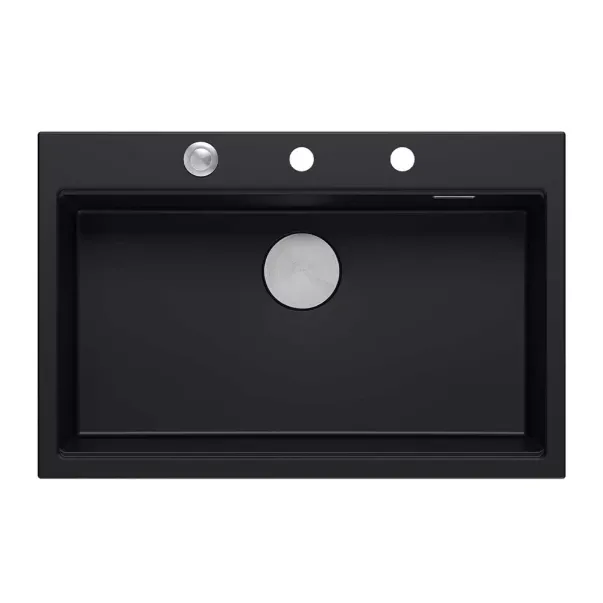 Statie de lucru incastrata cu dozator sapun Quadron Unique Marc negru carbon - inox 76x50 cm picture - 6