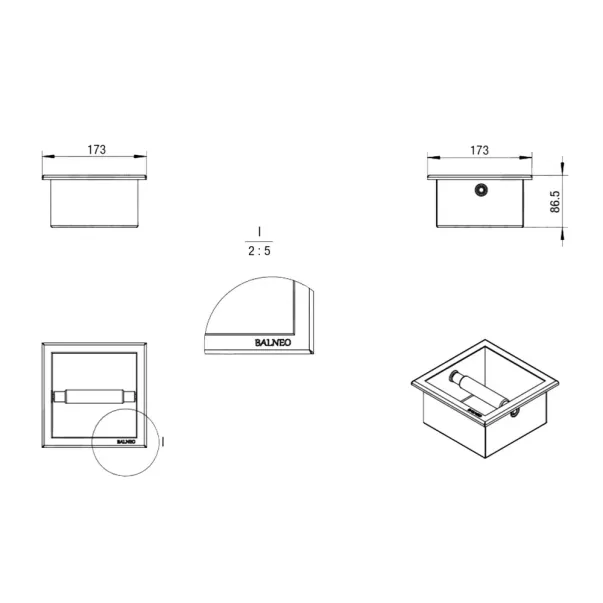 Suport hartie igienica incastrat Balneo Wall-Box inox periat picture - 3