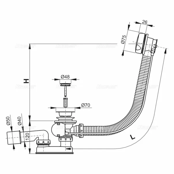 Sifon cu preaplin cada automat Alca A51B alb picture - 2