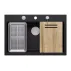 Statie de lucru incastrata cu dozator sapun Quadron Unique Marc negru carbon - inox 76x50 cm picture - 2