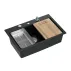 Statie de lucru incastrata cu dozator sapun Quadron Unique Marc negru carbon - inox 76x50 cm picture - 9