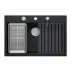 Statie de lucru incastrata cu dozator sapun Quadron Unique Marc negru carbon - inox 76x50 cm picture - 11