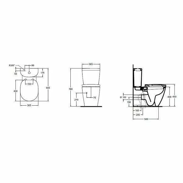 Rezervor pe vas wc Ideal Standard Connect Arc cu alimentare laterala picture - 2