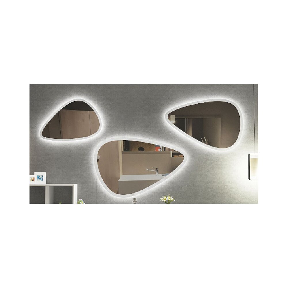 Set 3 oglinzi cu iluminare si dezaburire Fluminia Gaudi amorfe amorfe imagine noua 2022