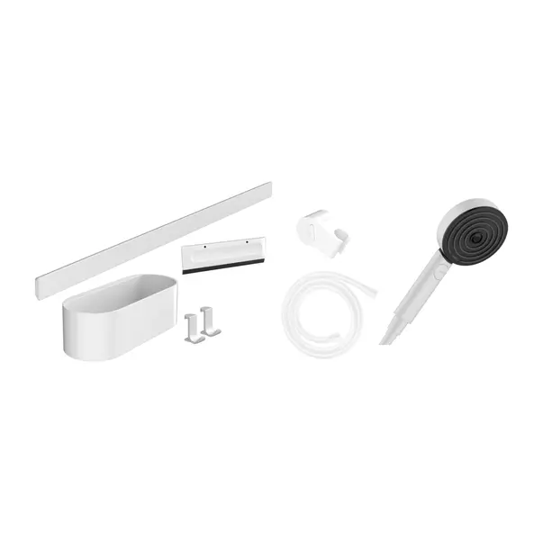 Set accesorii Hansgrohe WallStoris alb mat cu set de dus picture - 2