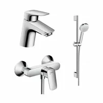 Set baterii Hansgrohe Logis 70 lavoar dus si set dus crom lucios