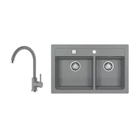 Set chiuveta bucatarie Alveus Atrox 50 si baterie Kati Concrete gri