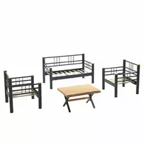 Set de gradina Asir Kappis 4 piese negru/albastru picture - 5