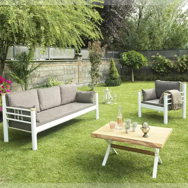 Set de gradina Asir Kappis alb/maro 4 piese picture - 1