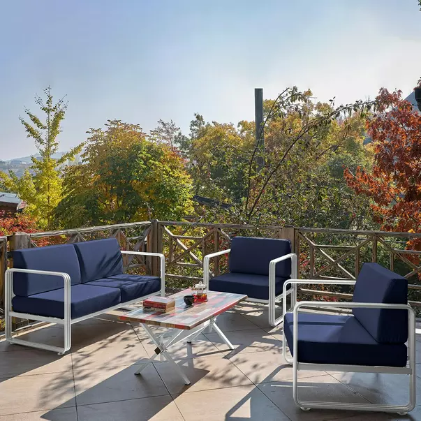 Set de gradina Asir Solaris 4 piese alb/albastru