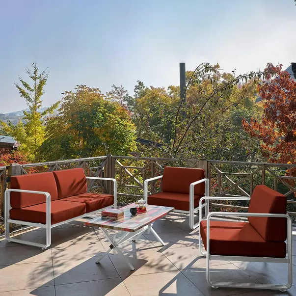 Set de gradina Asir Solaris 4 piese alb/rosu