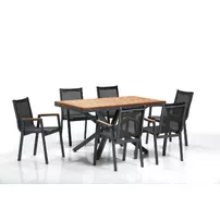 Set de gradina Asir Sydney 7 piese negru/maro