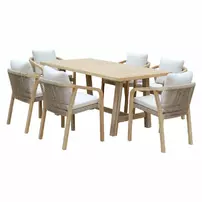 Set de gradina Pakoworld Malibu 7 piese lemn bej