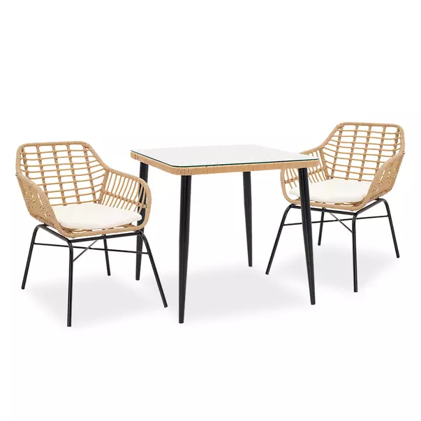 Set de gradina Pakoworld Naoki 3 piese metal negru/poliratan
