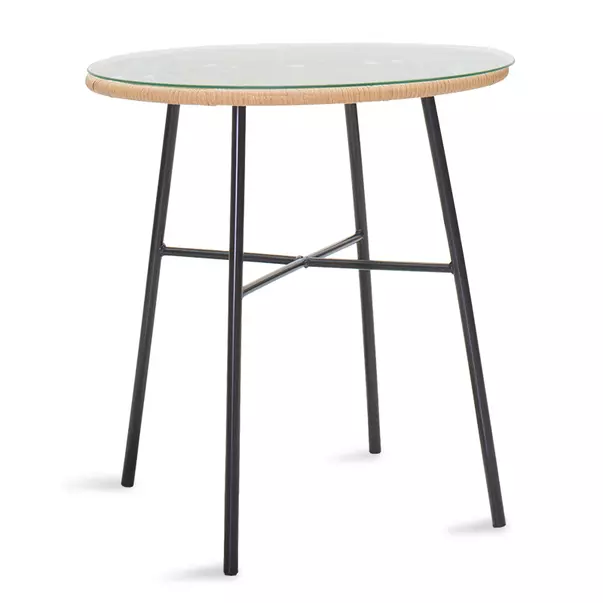Set de gradina Pakoworld Naoki-Gaus 3 piese metal negru/poliratan natural