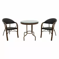 Set de gradina Pakoworld Paula 3 piese metal maro/negru