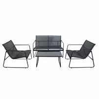 Set de gradina Pakoworld Veranda 4 piese metal negru