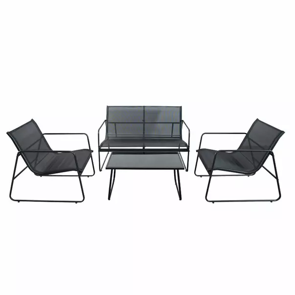 Set de gradina Pakoworld Veranda 4 piese metal negru