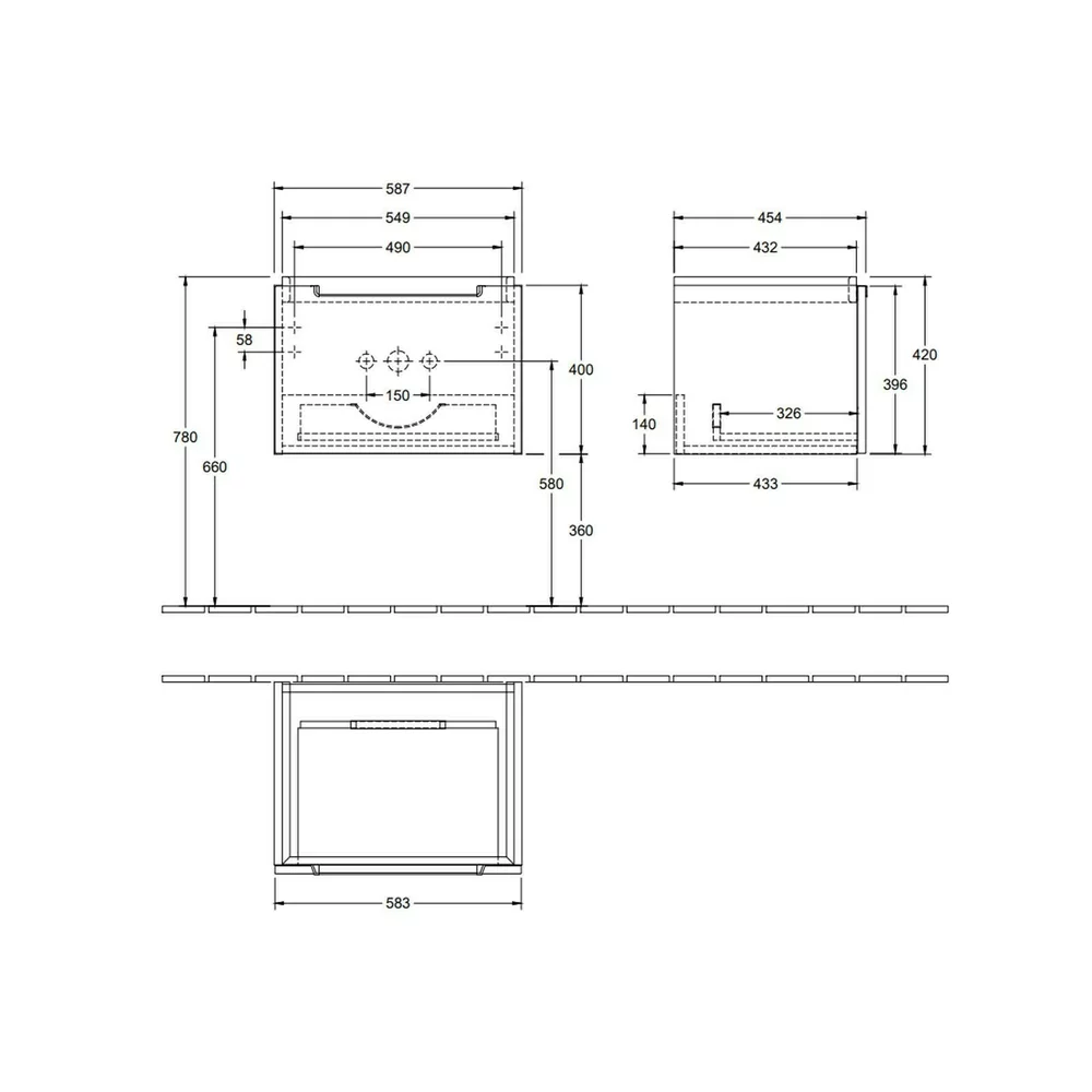 Set dulap baza si lavoar suspendat Villeroy&Boch Subway 2.0 alb