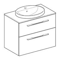 Set dulap baza suspendat Geberit Selnova Square finisaj nuc american Hickory deschis 2 sertare si lavoar 80 cm picture - 5