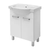 Set dulap baza suspendat Kolo Freja alb lucios 2 usi si lavoar 65 cm