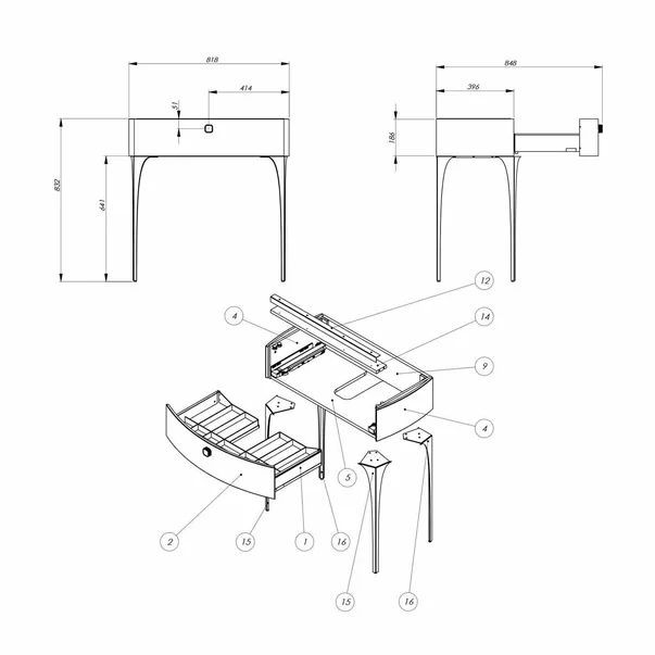 Set dulap baza suspendat Oristo Louis alb 1 sertar cu lavoar negru mat 82 cm picture - 6