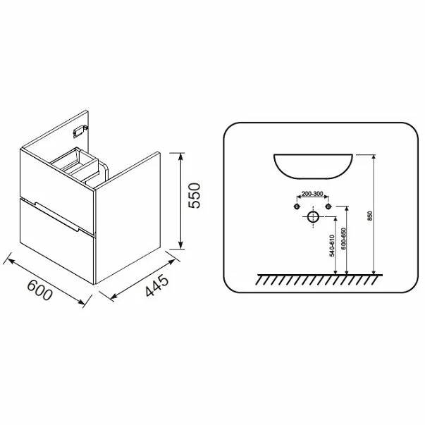 Set dulap suspendat si lavoar compozit Oristo Silver mdf gri 60 cm picture - 4