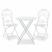 Set pentru gradina Pakoworld Walen 3 piese alb metal