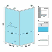 Cabina dus cu cadita de dus patrata si usa glisanta Rea Space In 90x90 negru mat picture - 2