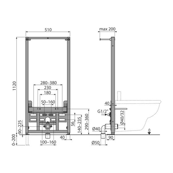 Set rezervor WC cu cadru incastrat Alcadrain AM101/1120 si clapeta M678 negru plus vas WC Rea Carlo cu capac negru si bideu cu cadru picture - 3
