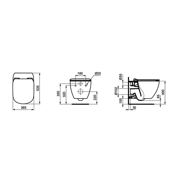 Set rezervor WC Ideal Standard ProSys si clapeta crom plus vas WC Tesi Aquablade cu capac soft close picture - 9
