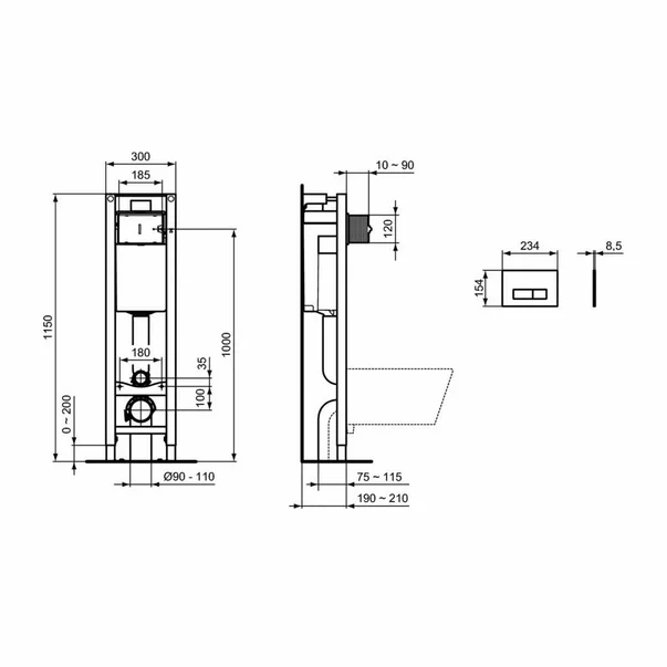 Set rezervor wc incastrat Ideal Standard ProSys Eco M cu cadru metalic si clapeta Oleas M2 crom picture - 2