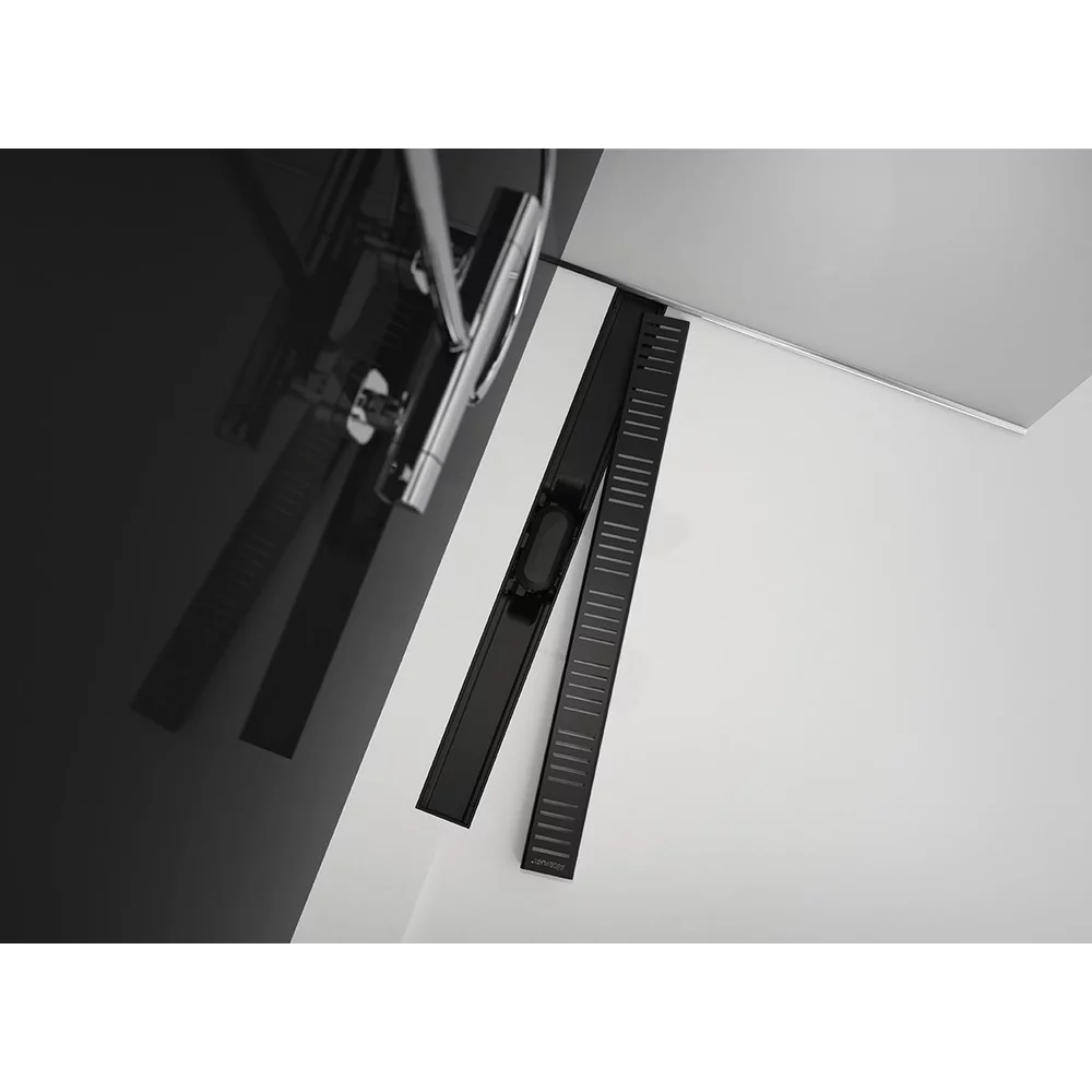 Set rigola dus cu capac negru mat Alca APZ10BLACK Simple 55 cm