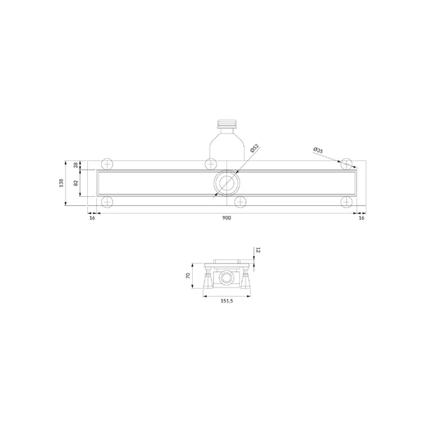 Set rigola pentru dus cu capac faiantabil Omnires Lowfix 90 cm negru picture - 2