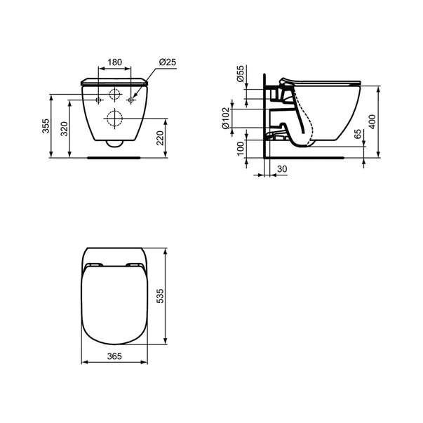 Set vas wc cu capac softclose si bideu suspendat Ideal Standard Tesi Aquablade negru mat Silk Black picture - 6