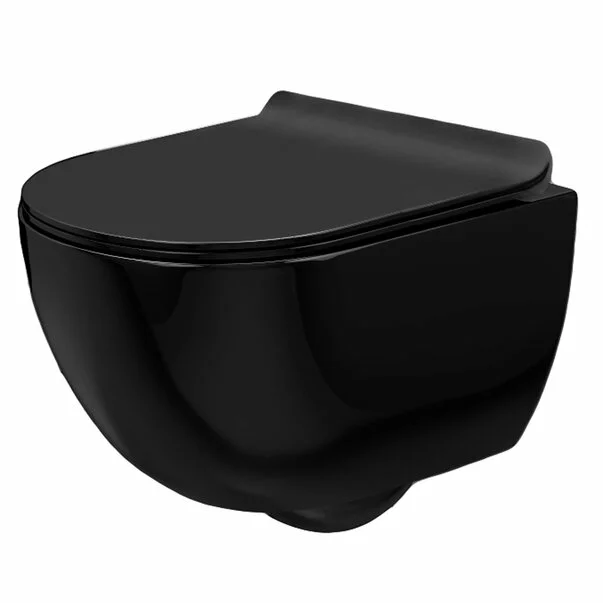 Set vas wc negru mat suspendat capac slim softclose si bideu Rea Carlo Mini picture - 2