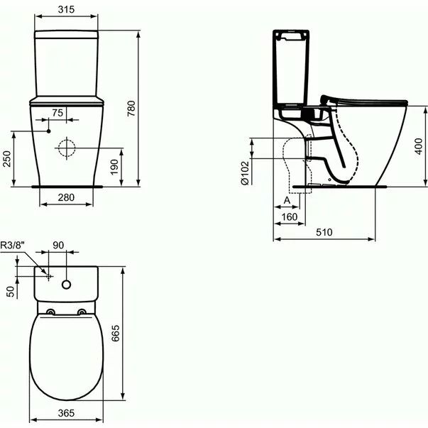 Set vas wc pe pardoseala capac slim softclose si rezervor Arc Ideal Standard Connect Aquablade picture - 7