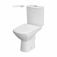 Set vas WC pe pardoseala Cersanit Carina New Clean On cu rezervor si capac alb