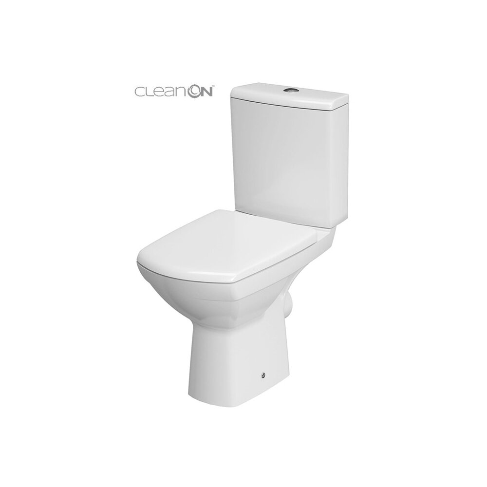 Set vas WC pe pardoseala Cersanit Carina New Clean On cu rezervor si capac alb cersanit imagine 2022