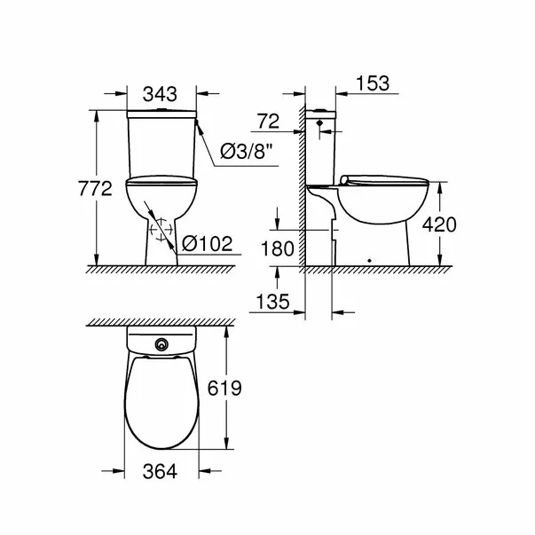 Set vas WC pe pardoseala Grohe Bau Ceramic Rimless cu rezervor asezat si capac softclose picture - 7