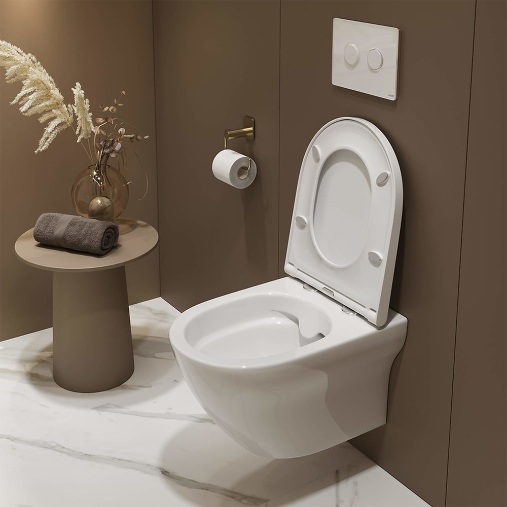 Set vas WC suspendat B331 Cersanit Larga si capac slim softclose alb Alb imagine 2022