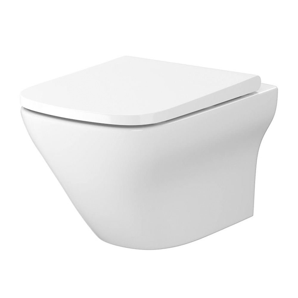 Set vas WC suspendat B332 Cersanit Larga si capac slim softclose alb cersanit imagine 2022