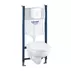 Set vas WC suspendat cu capac Grohe rezervor incastrat Solido Compact 4 in 1 cu clapeta alba Skate Air preasamblat